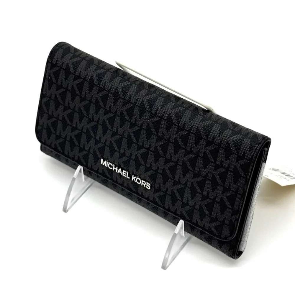 Michael Kors Large Trifold Wallet Black Signature
